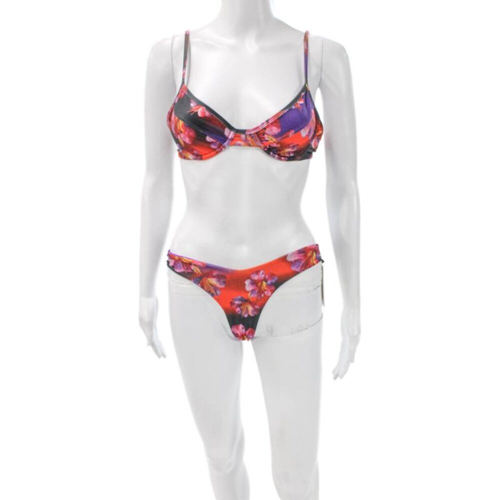 Solkissed Women Floral Multicolor Nylon Bikini Size S